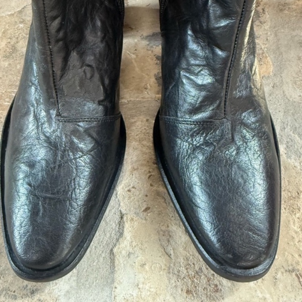 Free People Barclay western Black Leather Ankle Boots Block Heel EU 41 US 10.5 - Picture 8 of 9